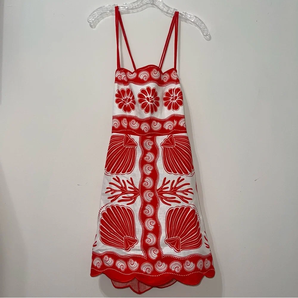 Farm Rio White Ainika Shell Euroflax™ Premium Linen Mini Dress - Picture 6 of 11